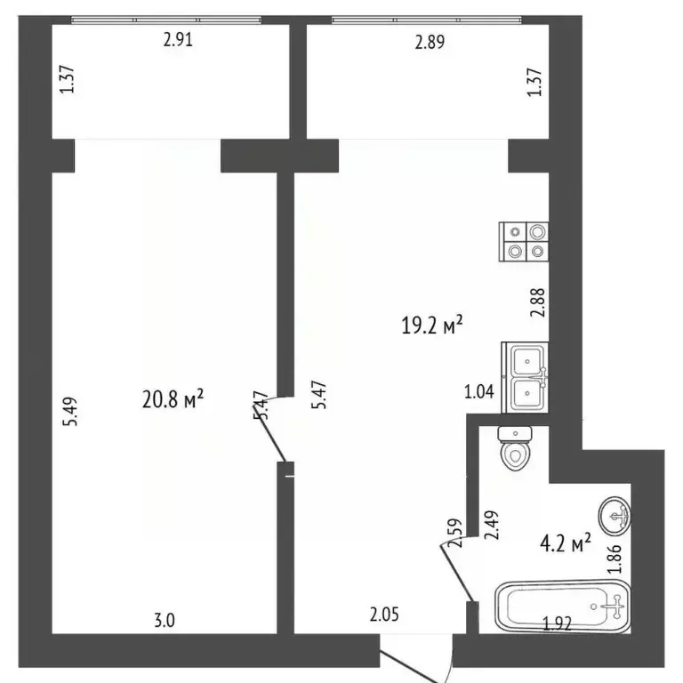 1-к кв. Крым, Бахчисарай ул. Грузинова, 61 (44.2 м) - Фото 2