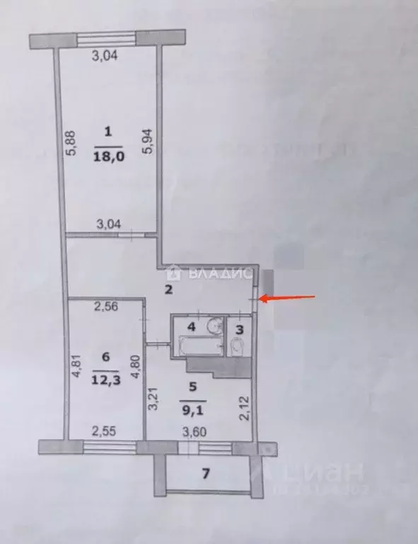 2-к кв. Белгородская область, Белгород Почтовая ул., 50а (55.9 м) - Фото 2
