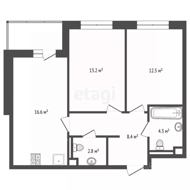 2-к кв. Ярославская область, Рыбинск Западный п/р, Малиновский Квартал ... - Фото 2