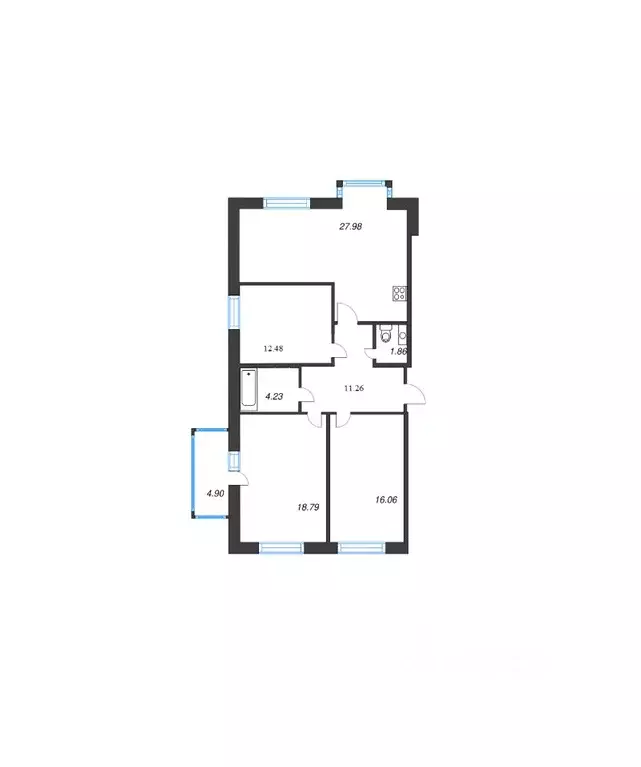 3-к кв. Санкт-Петербург ул. Александра Матросова, 3 (93.0 м) - Фото 1