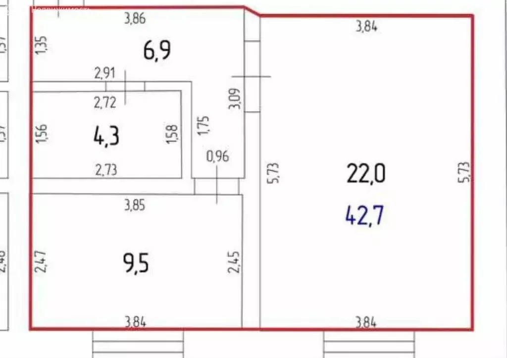 1-комнатная квартира: посёлок Левженский, Луговая улица, 3 (42.7 м) - Фото 0