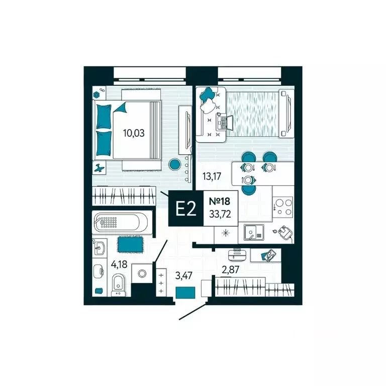 1-к кв. Тульская область, Тула ул. Чмутова, 158Д (33.72 м) - Фото 1