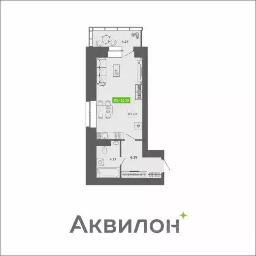 Студия Архангельская область, Архангельск ул. Урицкого (32.14 м) - Фото 0