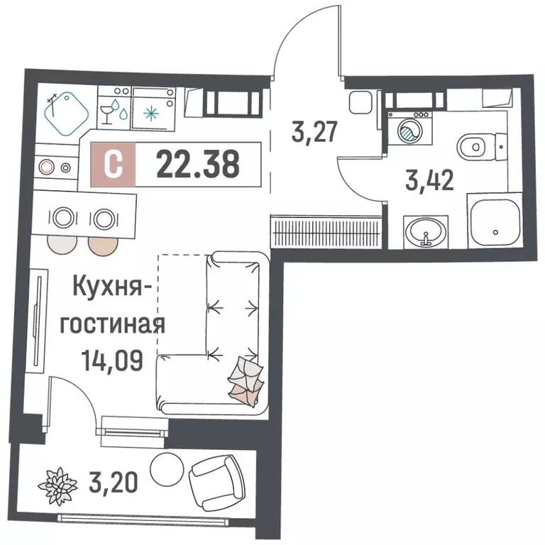 Студия Ленинградская область, Мурино Всеволожский район, Авиатор жилой ... - Фото 0