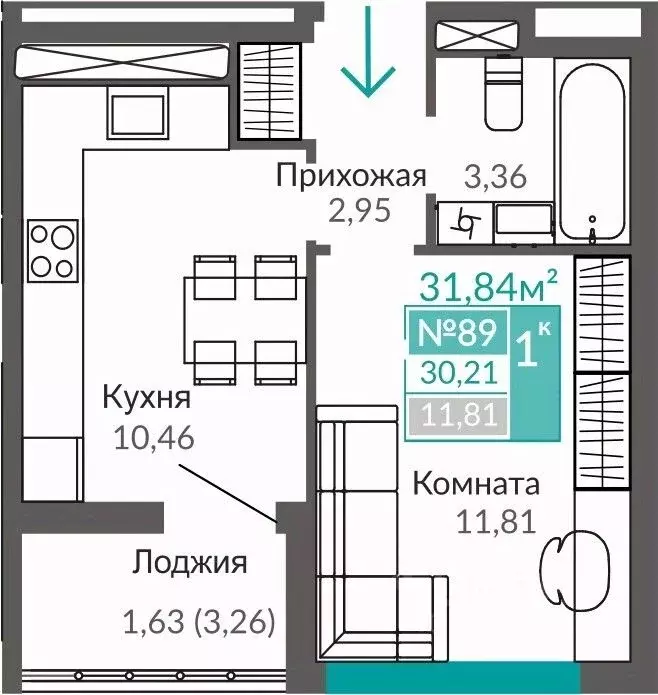 1-к кв. Крым, Симферополь Крымская роза мкр,  (30.21 м) - Фото 0
