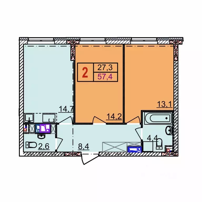 2-к кв. Нижегородская область, Нижний Новгород Квартет жилой комплекс ... - Фото 1