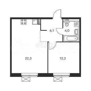 Апартаменты-студия, 35 м, 3/3 эт. - Фото 0