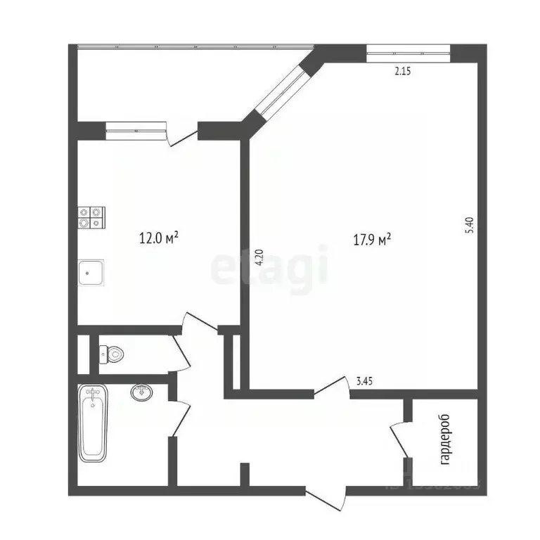 1-к кв. Ханты-Мансийский АО, Сургут ул. 30 лет Победы, 54 (38.8 м) - Фото 2
