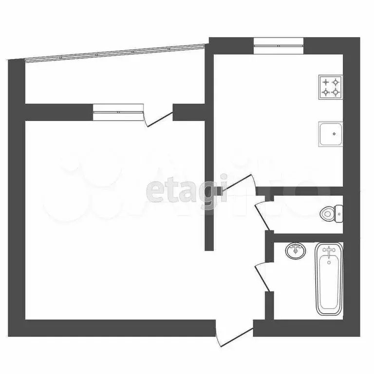 1-к. квартира, 33,8 м, 8/9 эт. - Фото 0