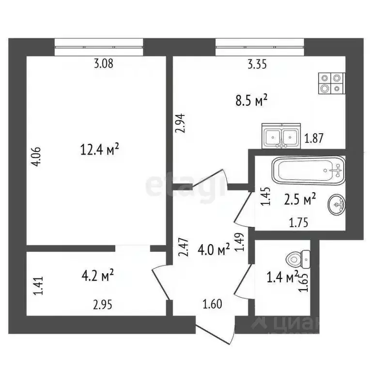 1-к кв. Башкортостан, Стерлитамак ул. Дружбы, 32 (33.0 м) - Фото 1