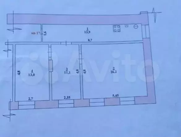 Аукцион: 2-к. квартира, 64,2 м, 3/3 эт. - Фото 0