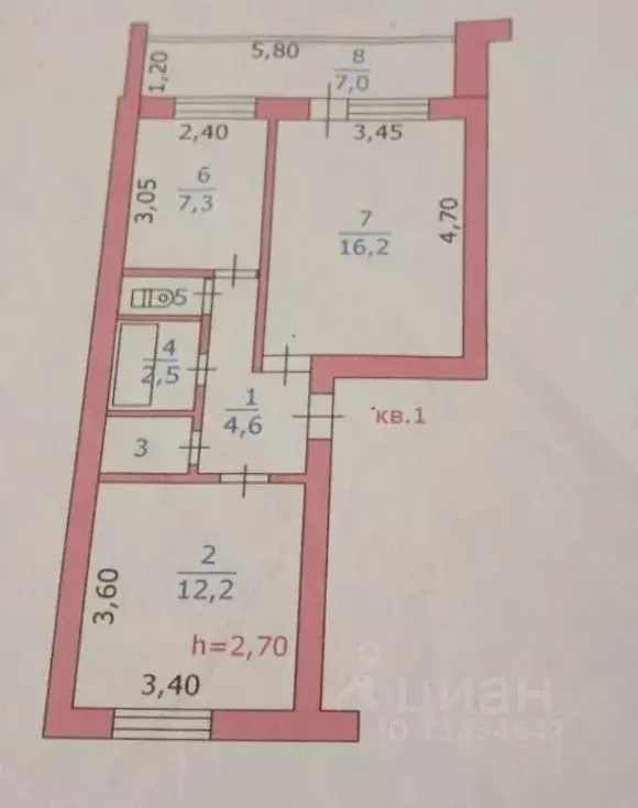 2-к кв. Курская область, Рыльский район, Ивановский сельсовет, пос. ... - Фото 2