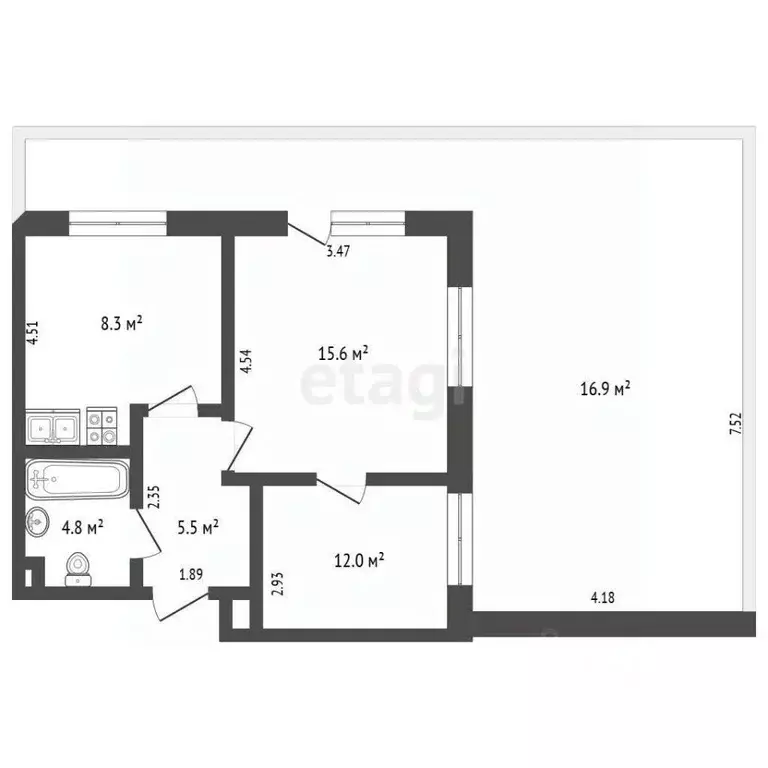 2-к кв. Москва Сосенское поселение, просп. Куприна, 40к2 (46.8 м) - Фото 2