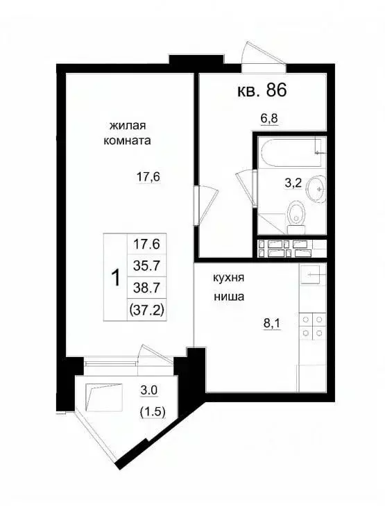 1-к кв. Саха (Якутия), Якутск ул. Притузова, 11 (38.7 м) - Фото 0