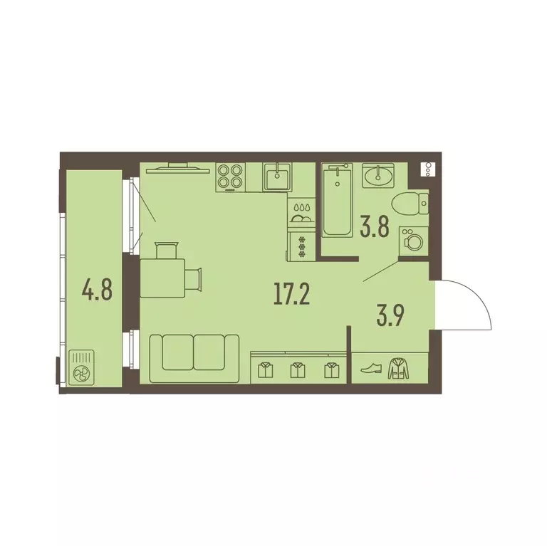 1-к кв. Пермский край, Пермь Подлесная ул., 55А (27.3 м) - Фото 1