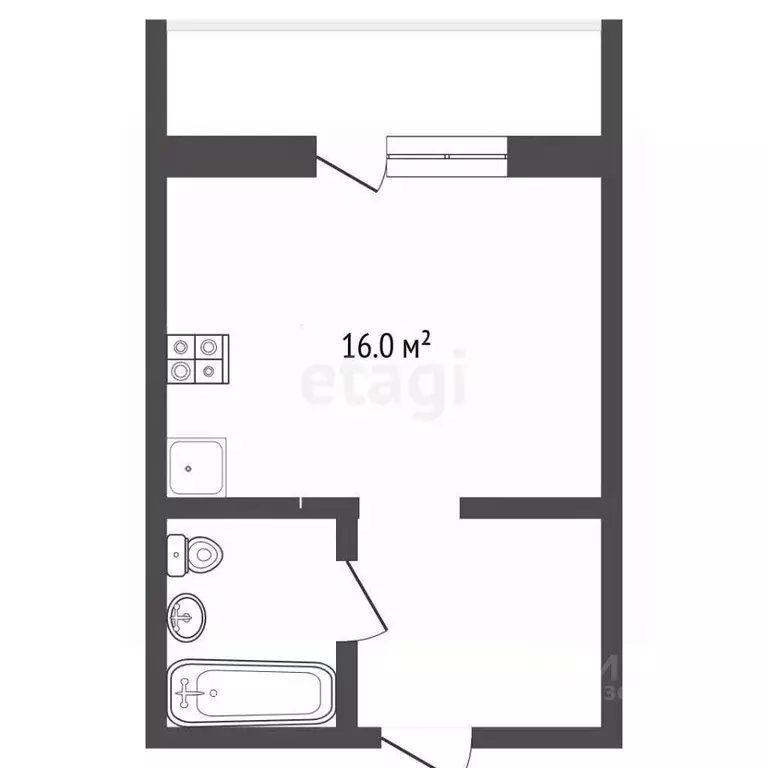 Студия Тюменская область, Тобольск 15-й мкр, 36 (25.9 м) - Фото 2