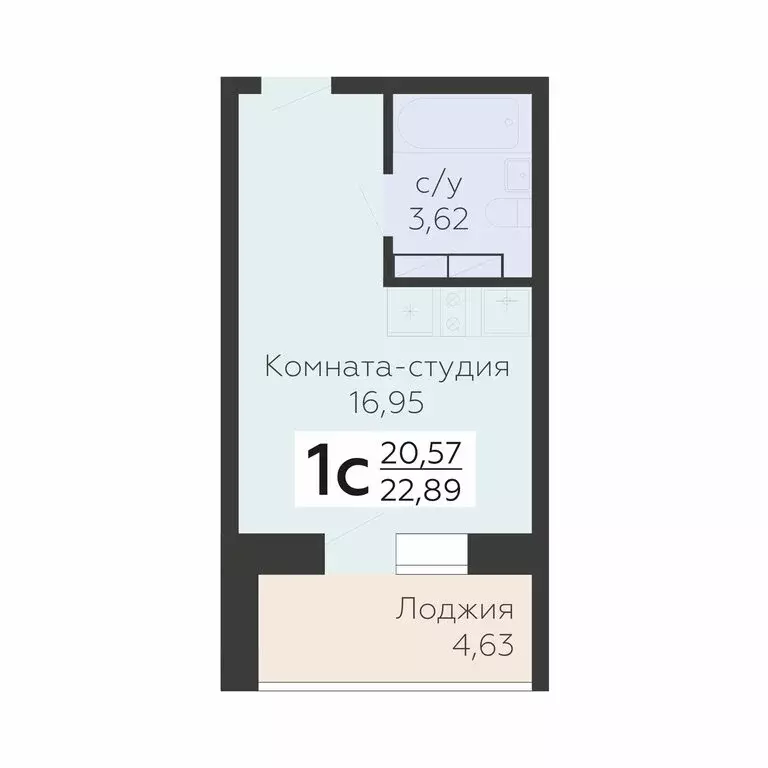 1-комнатная квартира: Орёл, улица Панчука, 83 (22.89 м) - Фото 0