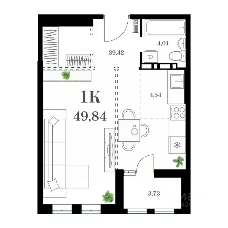 1-к кв. Приморский край, Владивосток ул. Леонова, 54 (49.84 м) - Фото 1