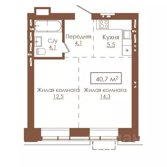 2-к кв. Алтайский край, Барнаул ул. Гущина, 173Б (40.7 м) - Фото 1