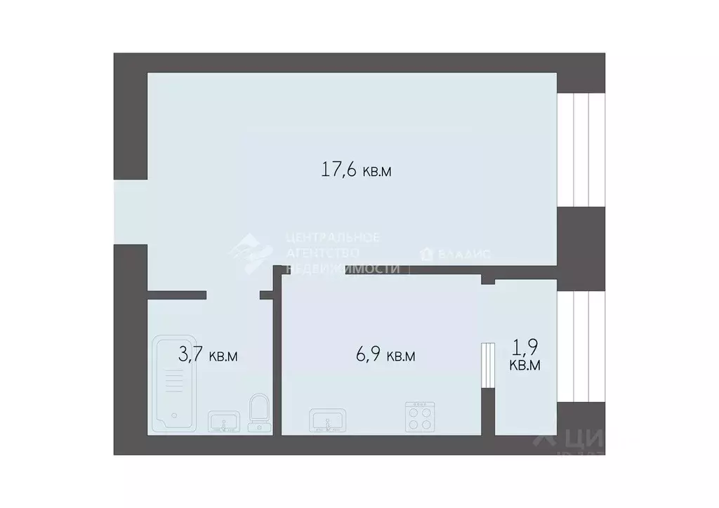 1-к кв. Рязанская область, Рязань ул. Космонавтов, 16 (30.18 м) - Фото 1