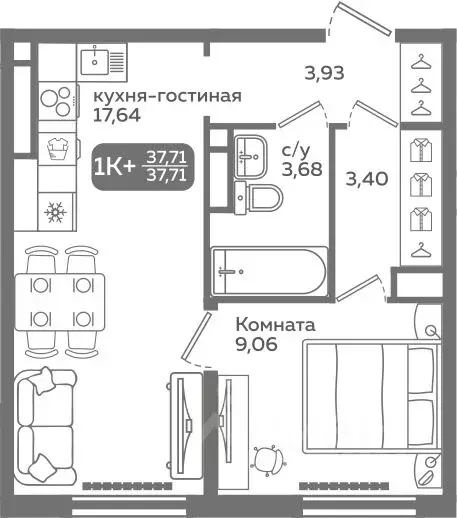 1-к кв. Тюменская область, Тюмень ул. Заполярная, 9/2 (37.71 м) - Фото 0
