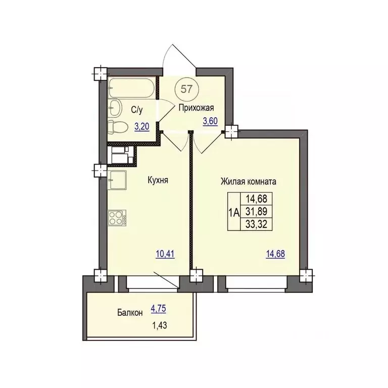 1-к кв. Псковская область, Псковский район, Завеличенская волость, д. ... - Фото 1