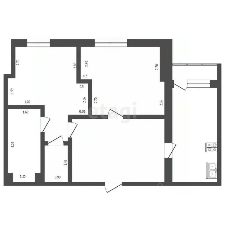 3-к кв. Забайкальский край, Чита ул. Бутина, 123 (77.6 м) - Фото 1