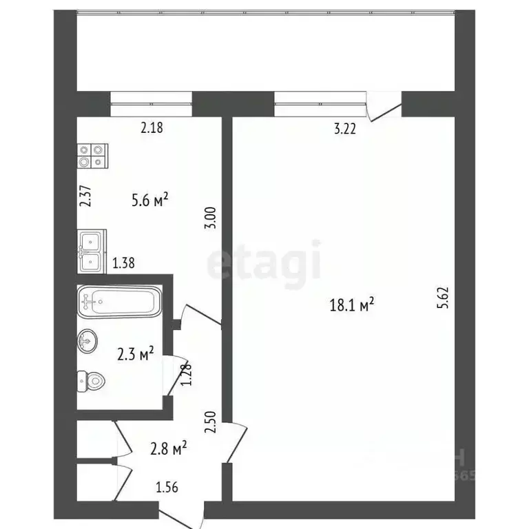 1-к кв. Краснодарский край, Анапа ул. Лермонтова, 121 (35.9 м) - Фото 2