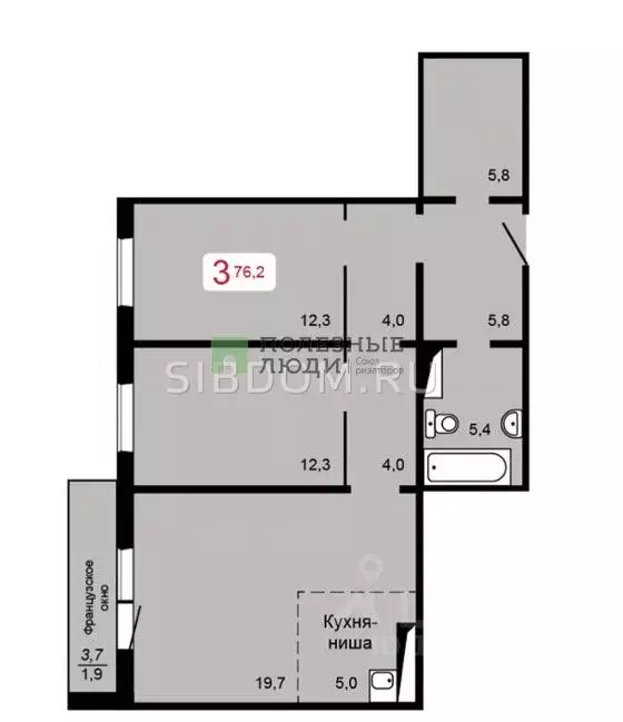 3-к кв. Красноярский край, Красноярск Аральская ул., 47 (76.2 м) - Фото 1