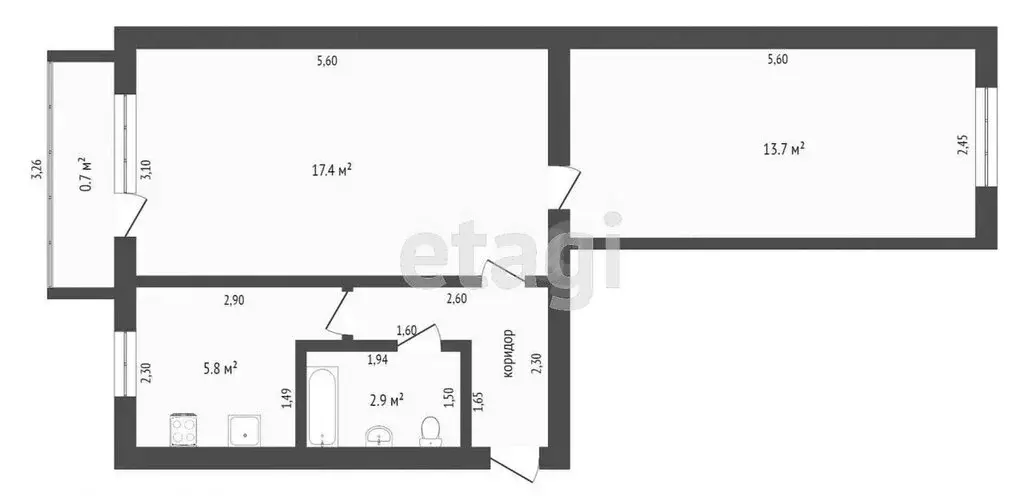 2-комнатная квартира: Абакан, Советская улица, 125 (45 м) - Фото 1