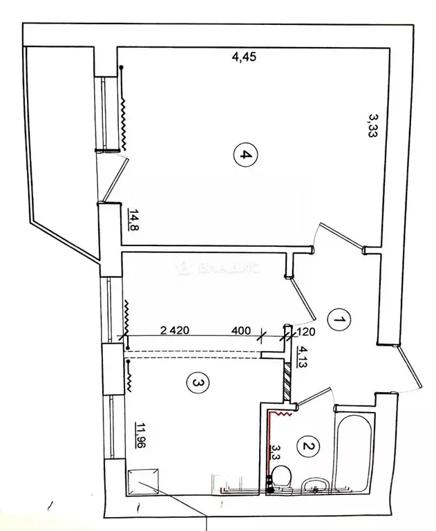1-к кв. Белгородская область, Белгород Курская ул., 12 (34.06 м) - Фото 2