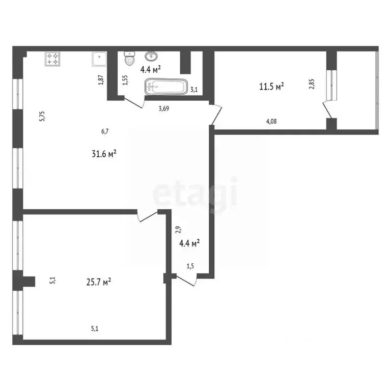 3-к кв. Красноярский край, Красноярск Ульяновский просп., 30 (79.1 м) - Фото 1