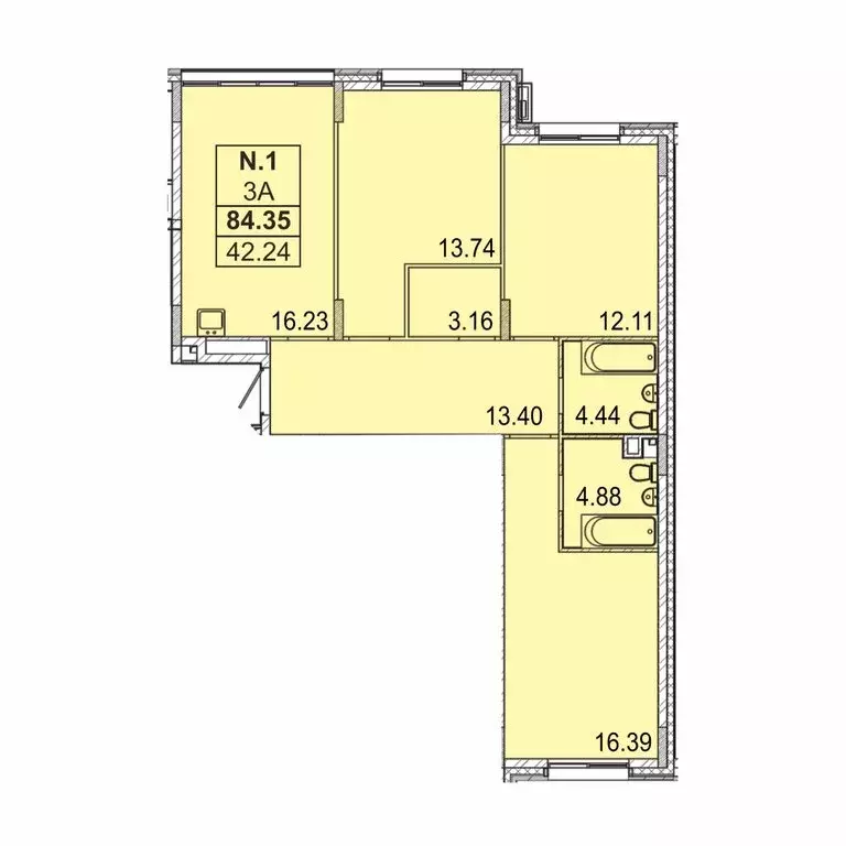 3-комнатная квартира: Казань, улица Генерала Ерина, 5Д (94.1 м) - Фото 1