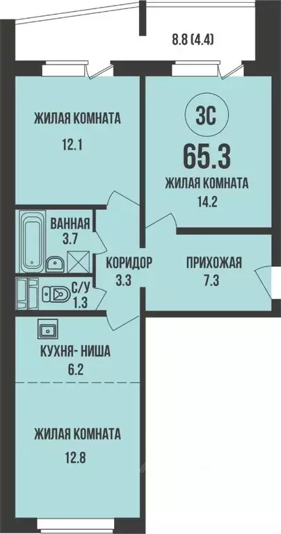 2-к кв. Новосибирская область, Новосибирск ул. Имени генерал-майора ... - Фото 1
