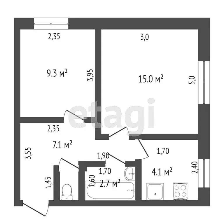 1-комнатная квартира: Тюмень, улица Энергетиков, 56 (32 м) - Фото 1