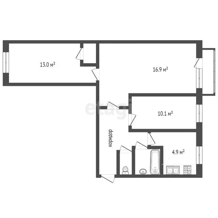 3-комнатная квартира: Верхняя Салда, улица Устинова, 11к1 (69.1 м) - Фото 0