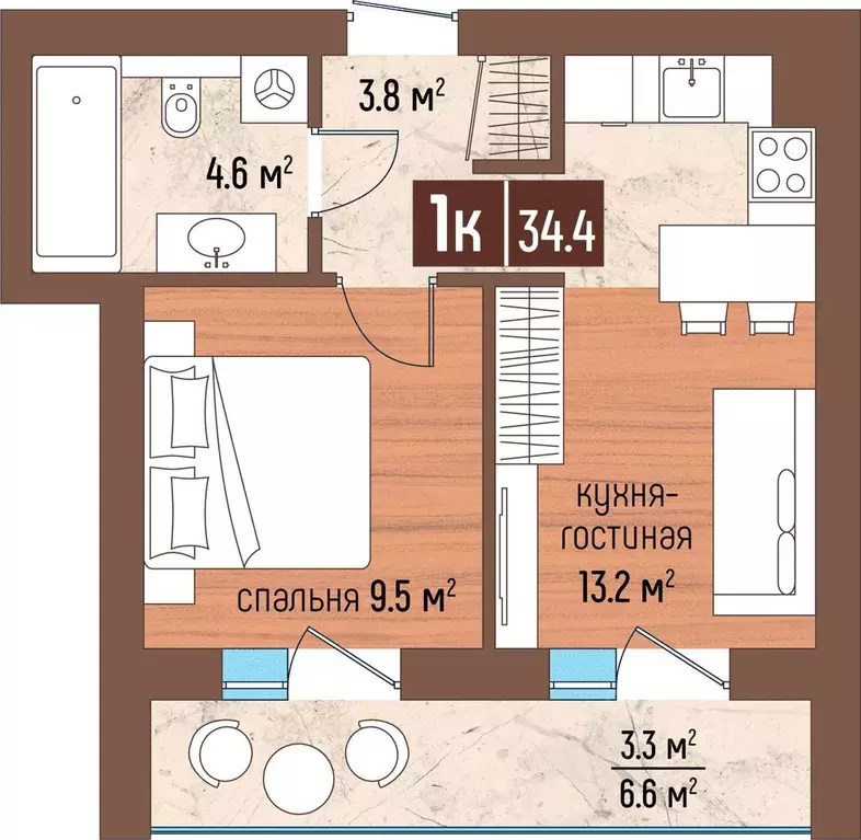 1-к кв. Калининградская область, Светлогорск Парковый жилой комплекс, ... - Фото 1
