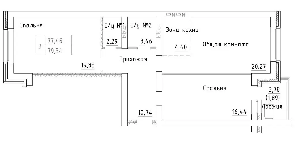 2-комнатная квартира: посёлок Элитный, Венская улица, 12 (77.45 м) - Фото 0