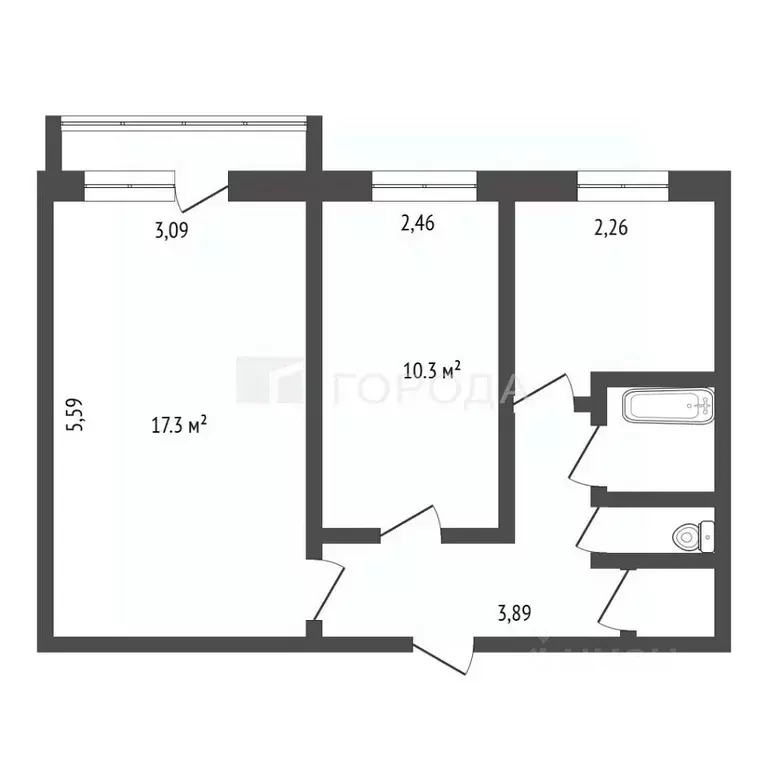 2-к кв. Кемеровская область, Новокузнецк Транспортная ул., 119 (44.7 ... - Фото 2