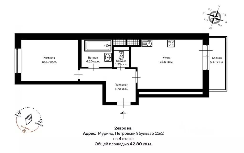 1-к кв. Ленинградская область, Мурино Всеволожский район, бул. ... - Фото 2