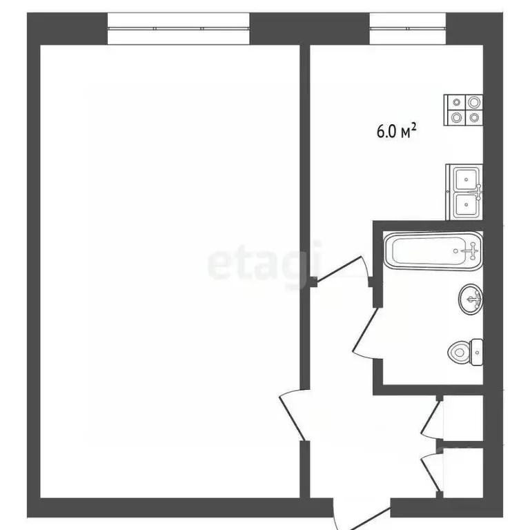 1-к кв. Архангельская область, Архангельск Воскресенская ул., 95к1 ... - Фото 2