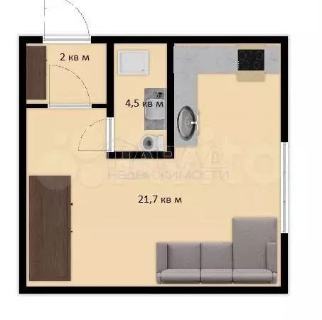 Квартира-студия, 28,2 м, 1/4 эт. - Фото 0