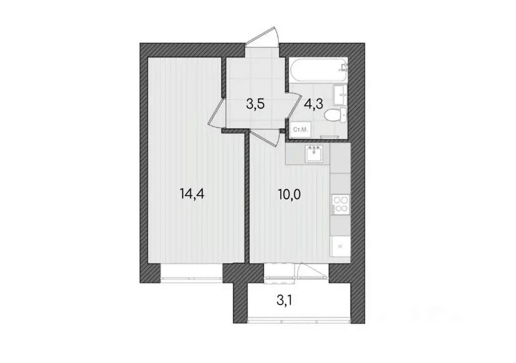 1-к кв. Кировская область, Киров ул. Капитана Дорофеева, 22 (35.3 м) - Фото 1