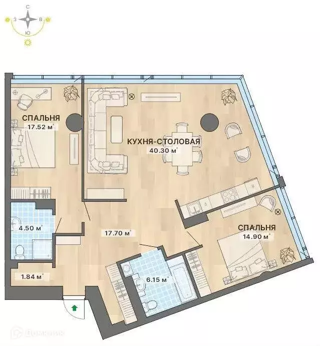 Продаётся 2-к квартира, 102.9 м - Фото 1