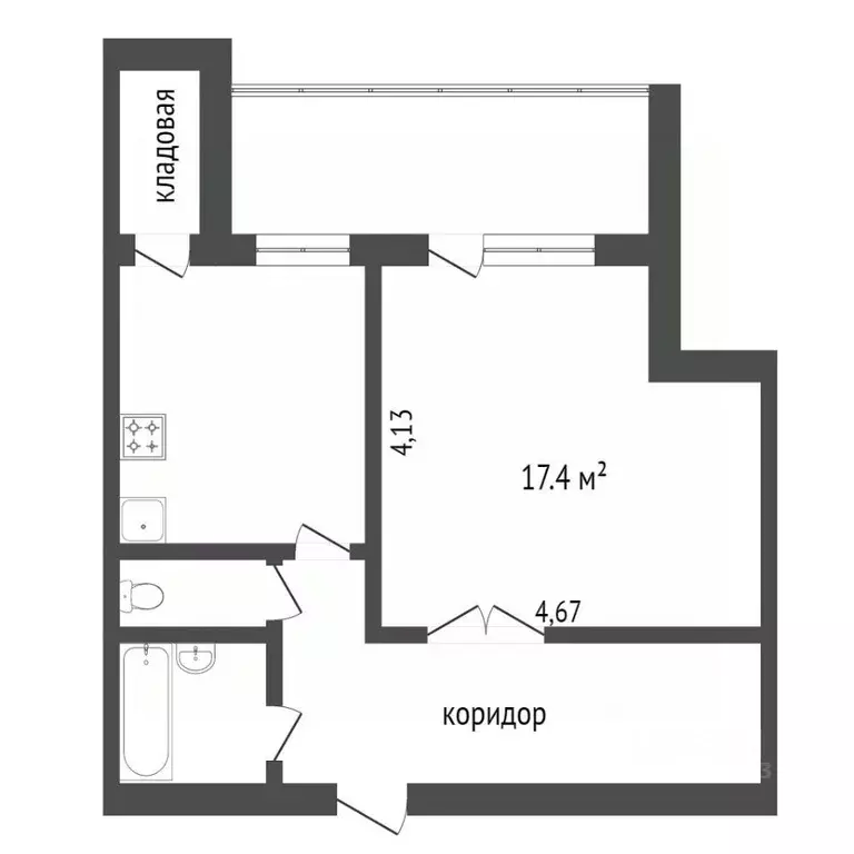 1-к кв. Ханты-Мансийский АО, Сургут ул. Энергетиков, 26 (43.5 м) - Фото 1