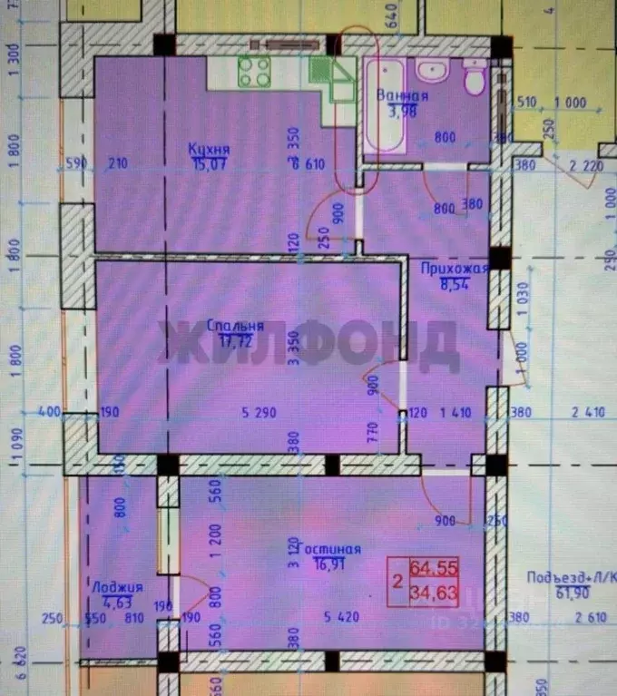 2-к кв. Карачаево-Черкесия, Черкесск Кузнечный пер., 2 (64.55 м) - Фото 1