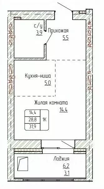 1-к кв. Алтайский край, Новоалтайск ул. Титова, 6 (31.9 м) - Фото 0