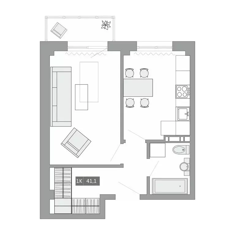 1-комнатная квартира: Артём, улица Острякова, 37А (41.1 м) - Фото 1