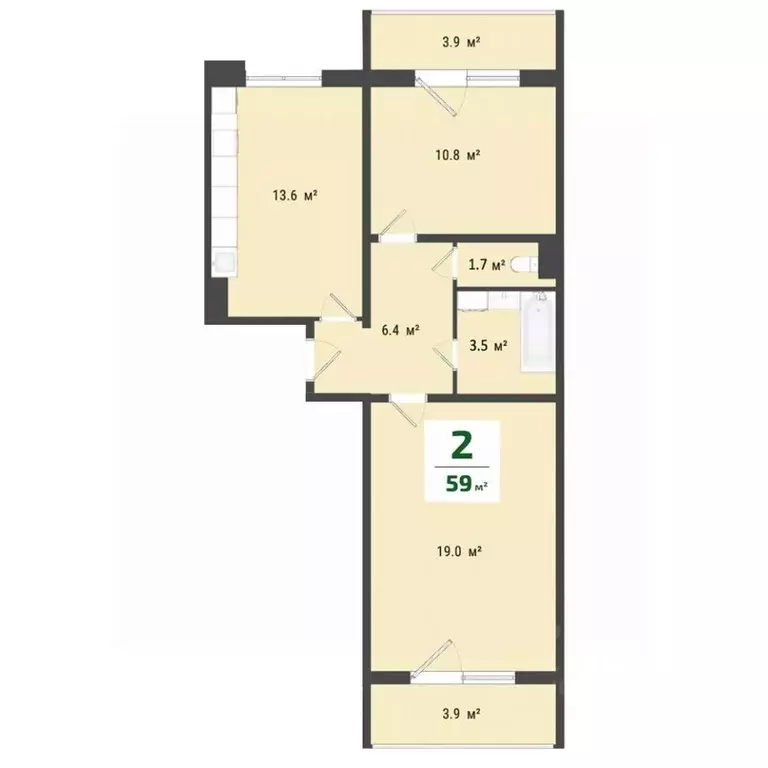 2-к кв. Омская область, Омск Заозерный мкр, ул. Сергея Тюленина, 4 ... - Фото 1