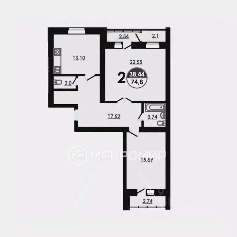 2-к кв. Новосибирская область, Новосибирск ул. Кирова, 336 (75.1 м) - Фото 1